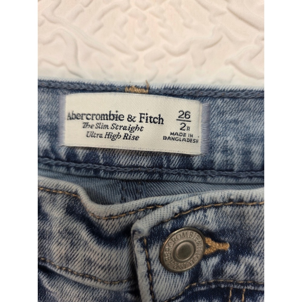 Abercrombie & Fitch Jeans Women 26 Light Blue Good Slim Straight Ultra High Rise - Picture 2 of 13